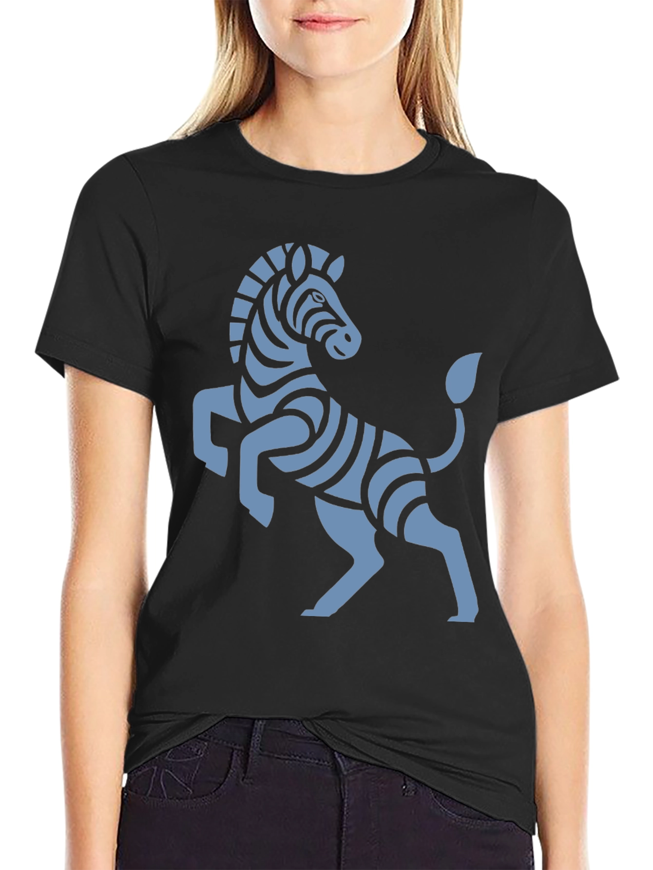 Stylish Black T-Shirt with Zebra Graphic