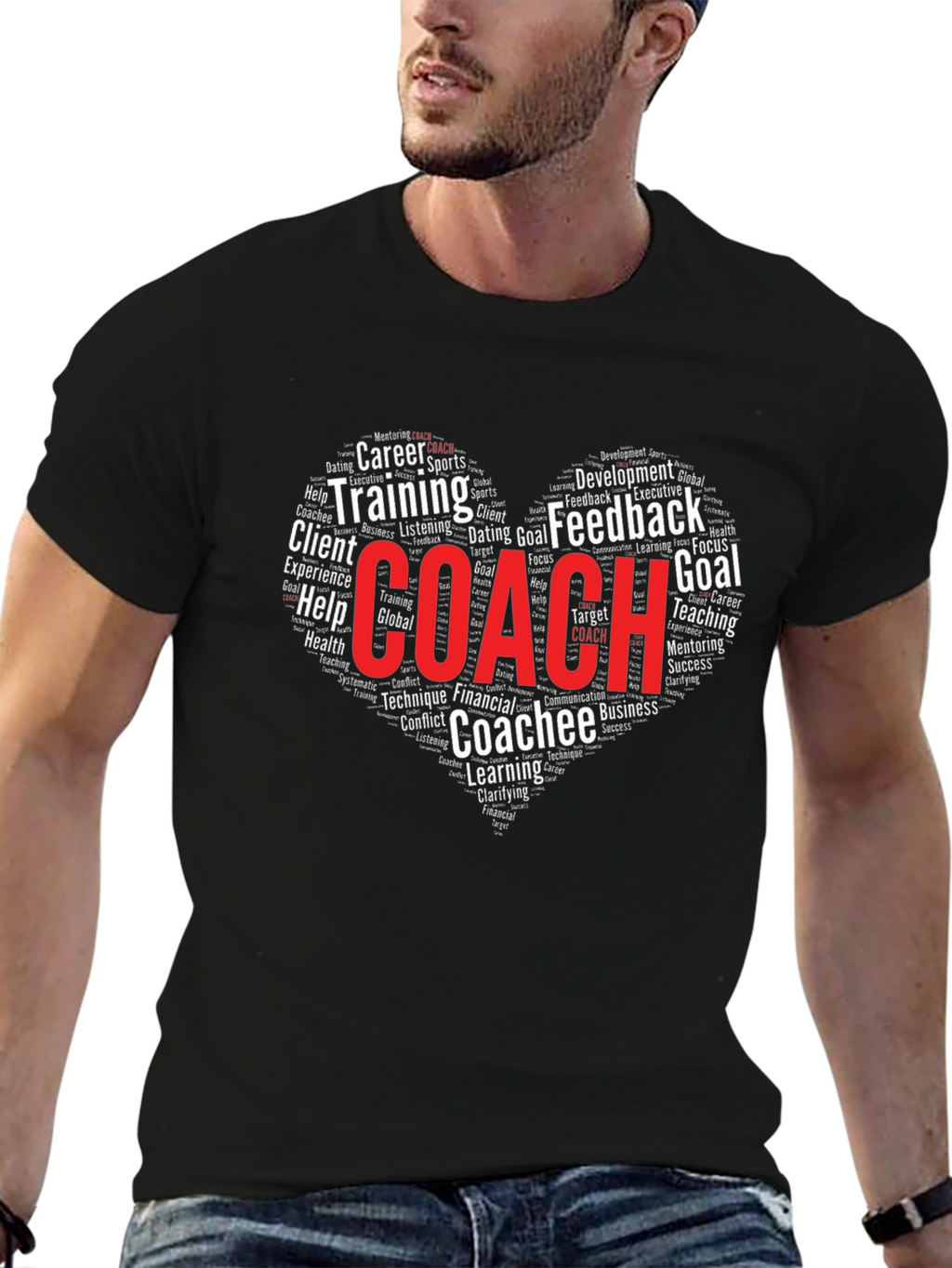 Coach Word Art Heart T-Shirt