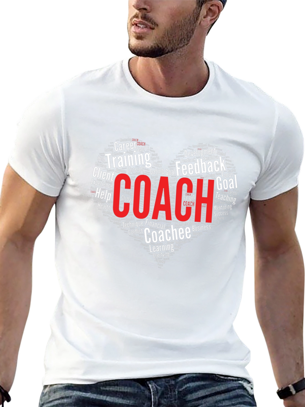 Coach Word Art Heart T-Shirt