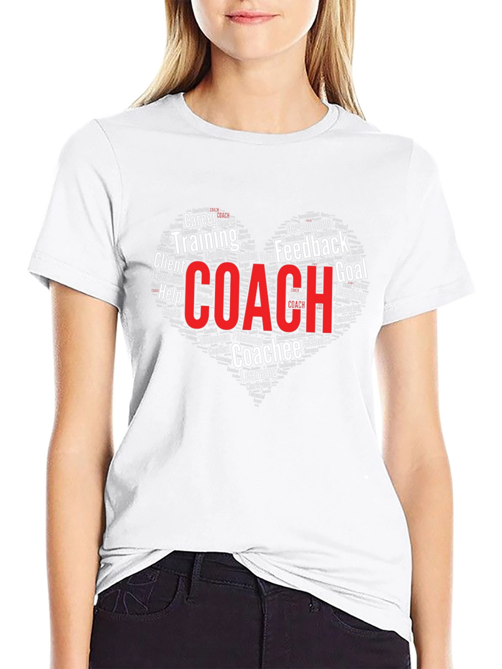Coach Word Art Heart T-Shirt