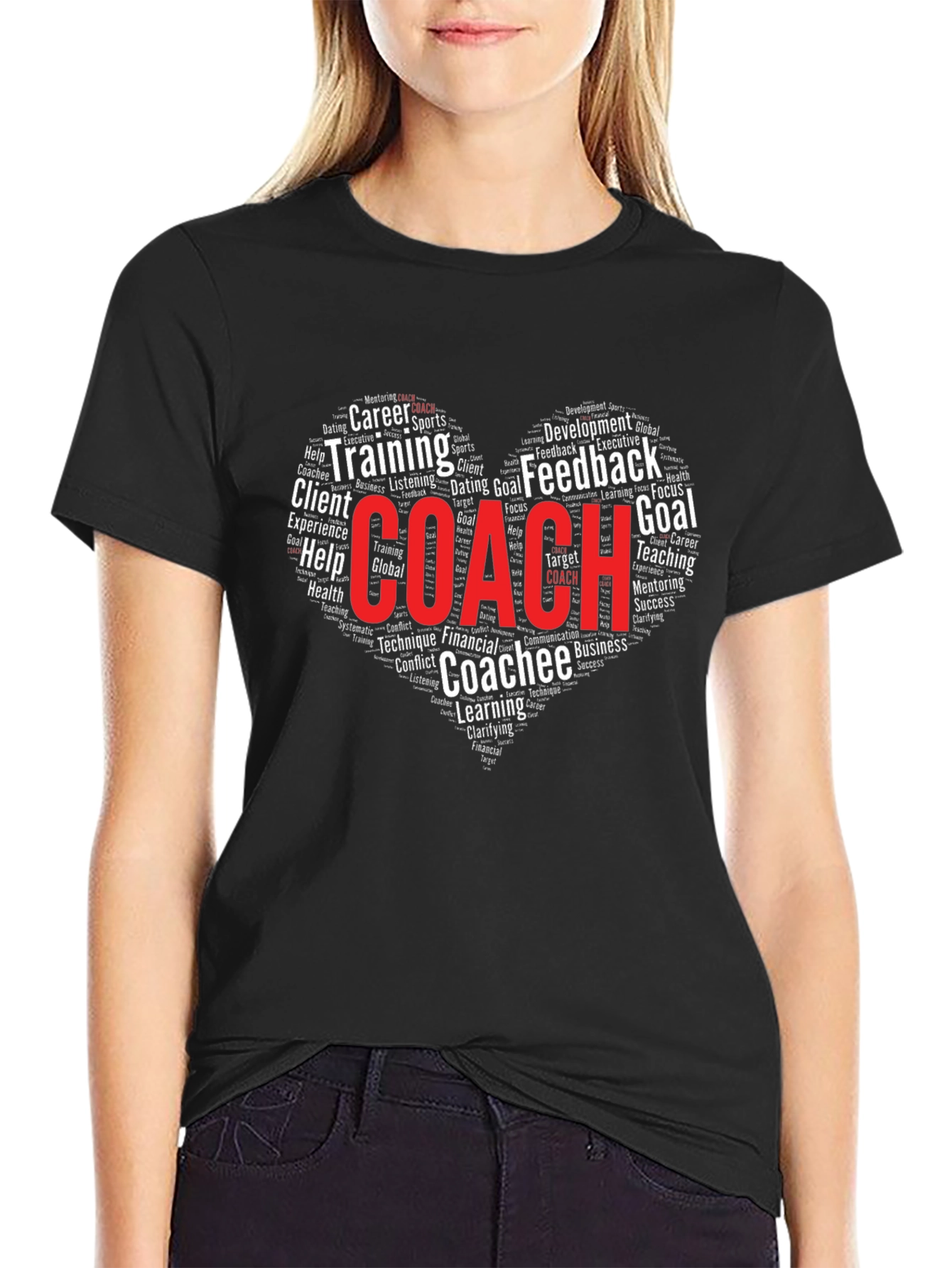 Coach Word Art Heart T-Shirt