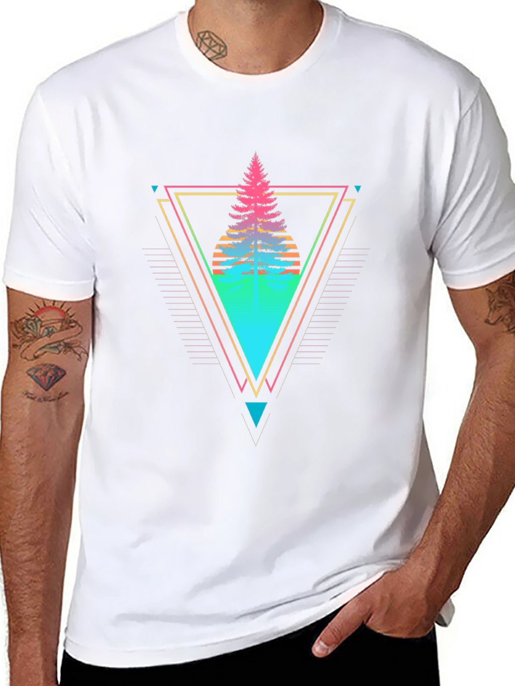 Retro Geometric Tree Graphic Tee