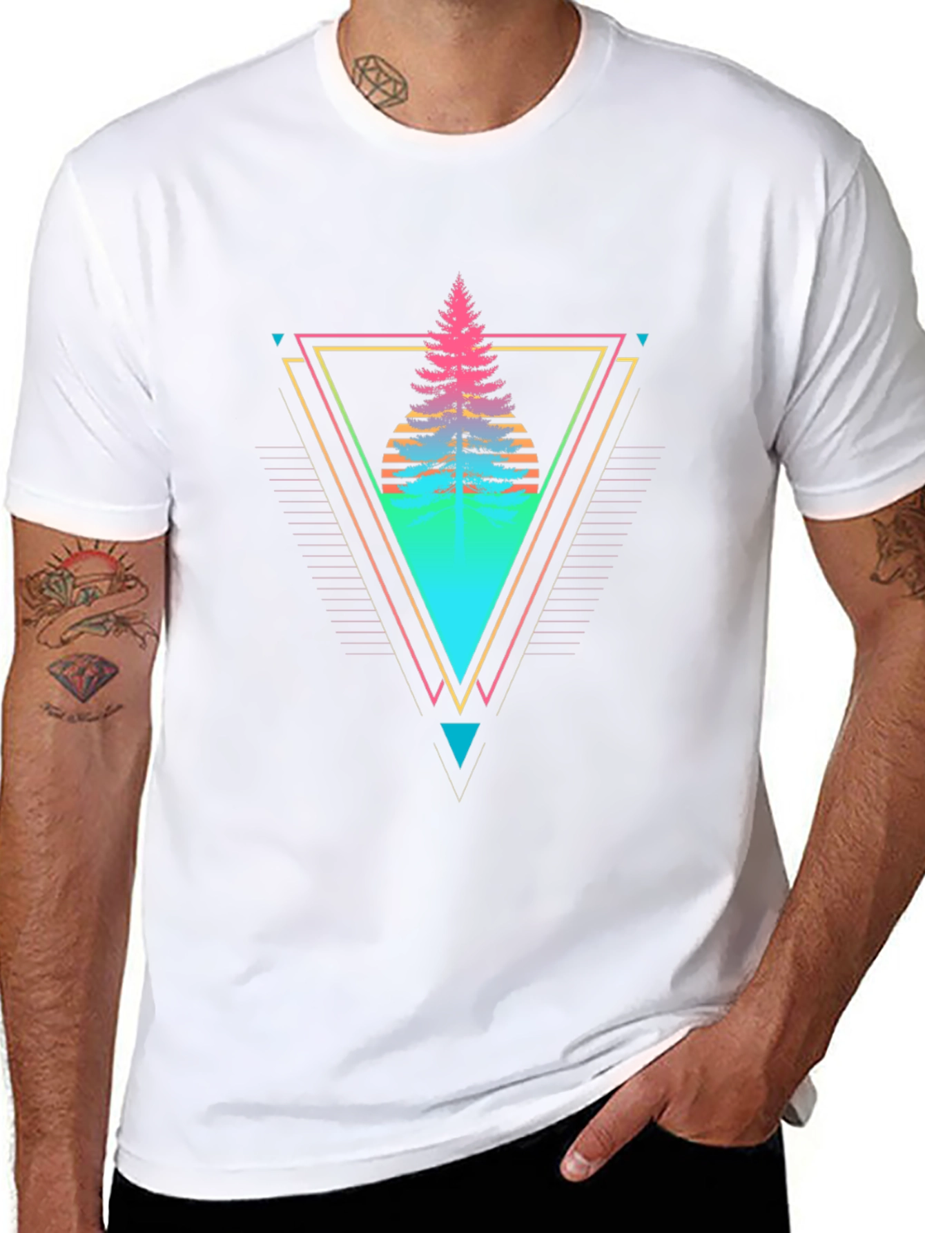 Retro Geometric Tree Graphic Tee