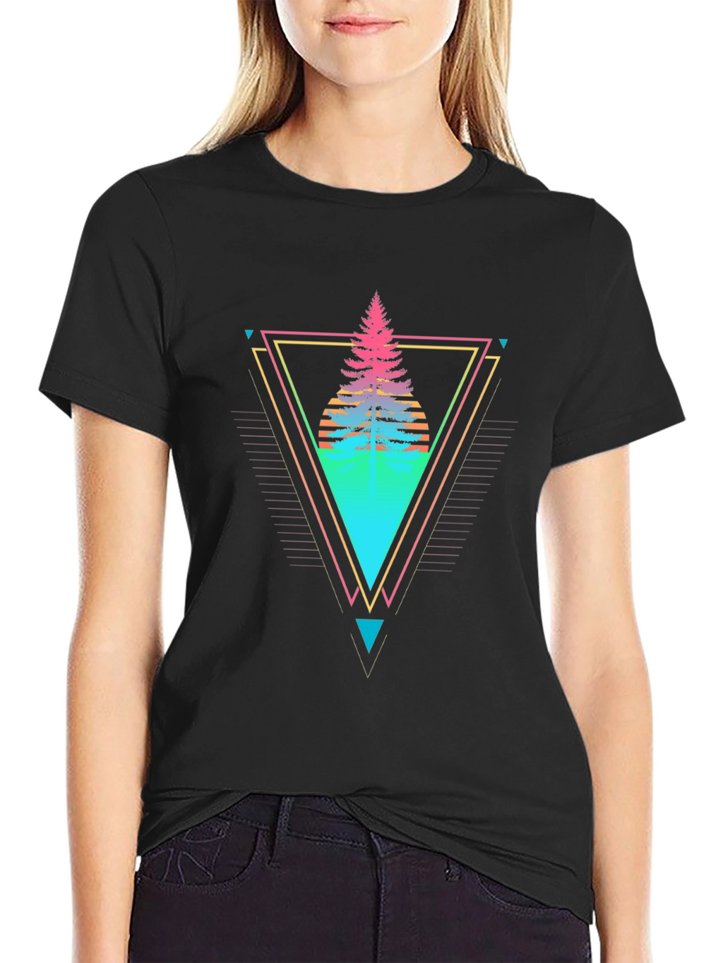 Retro Geometric Tree Graphic Tee