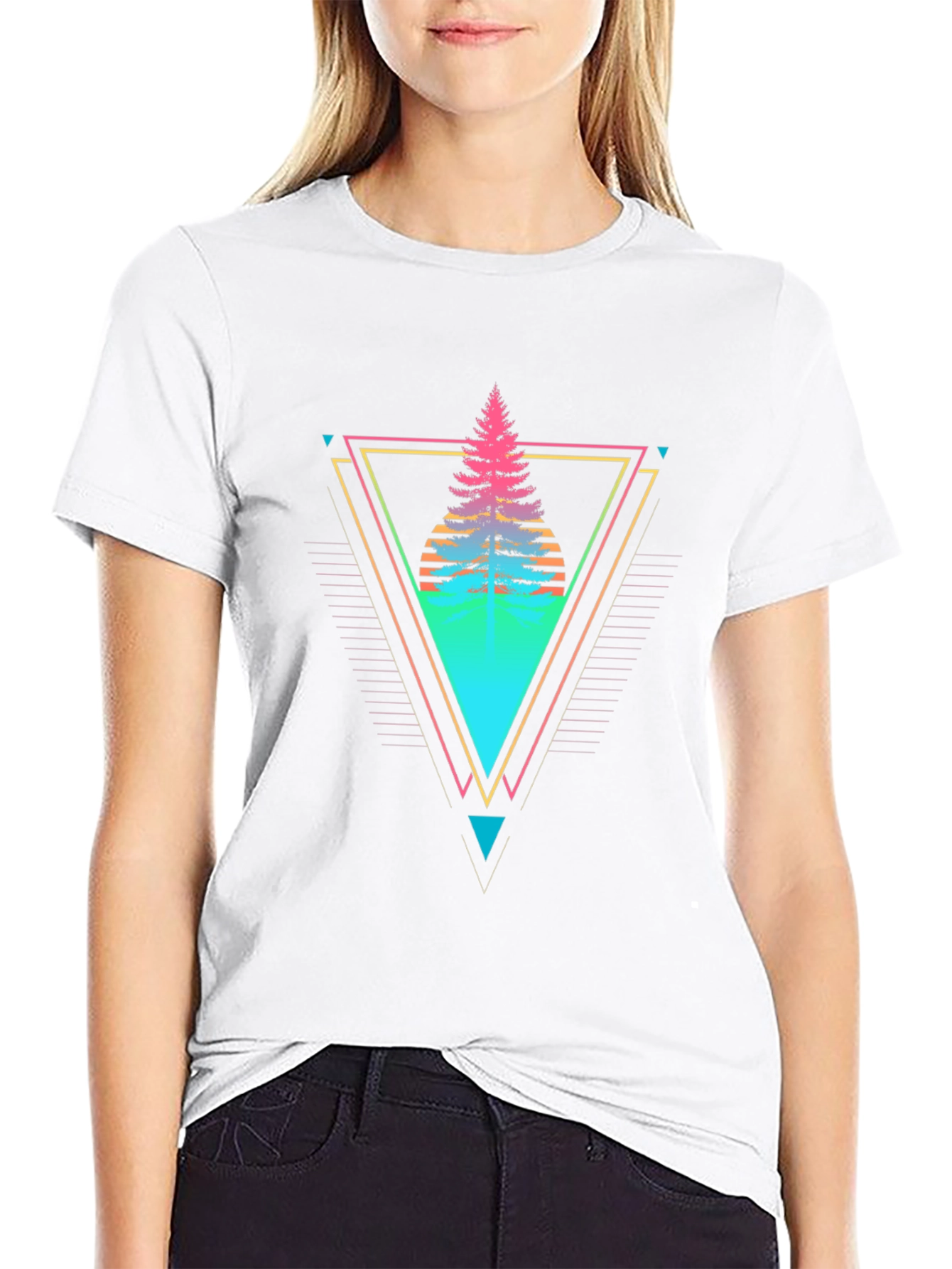 Retro Geometric Tree Graphic Tee