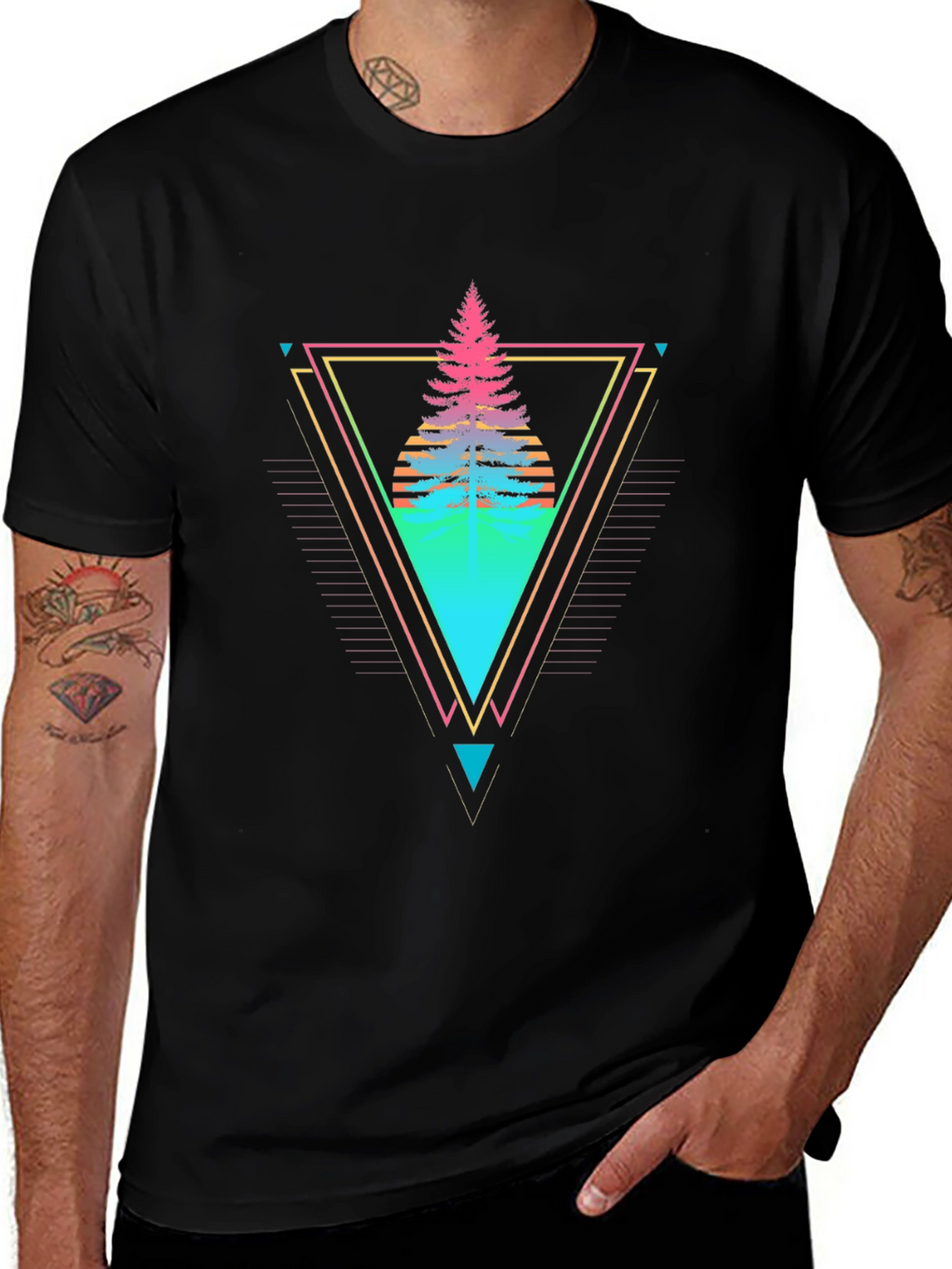 Retro Geometric Tree Graphic Tee
