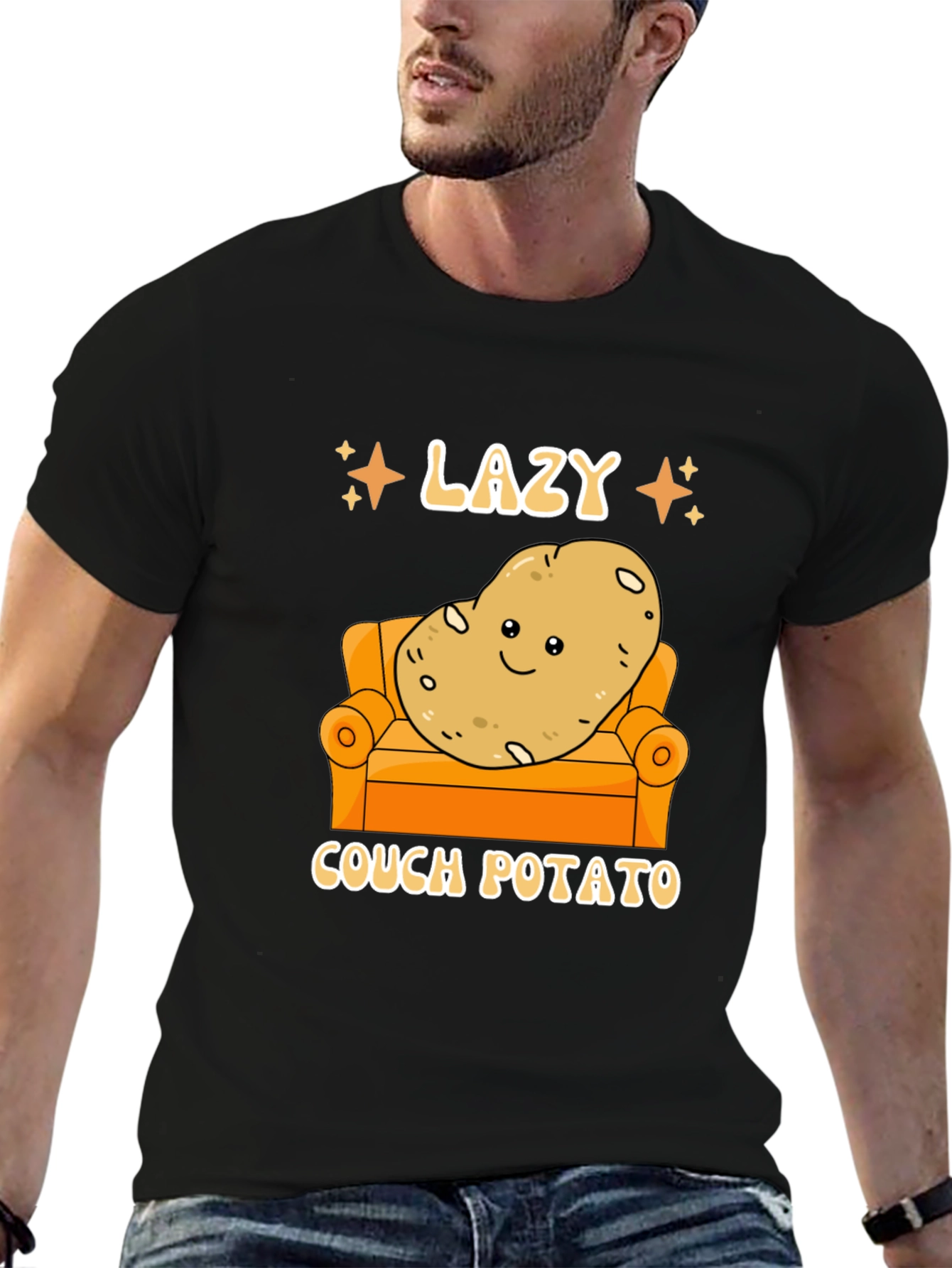 Lazy Couch Potato Graphic T-Shirt Funny Design