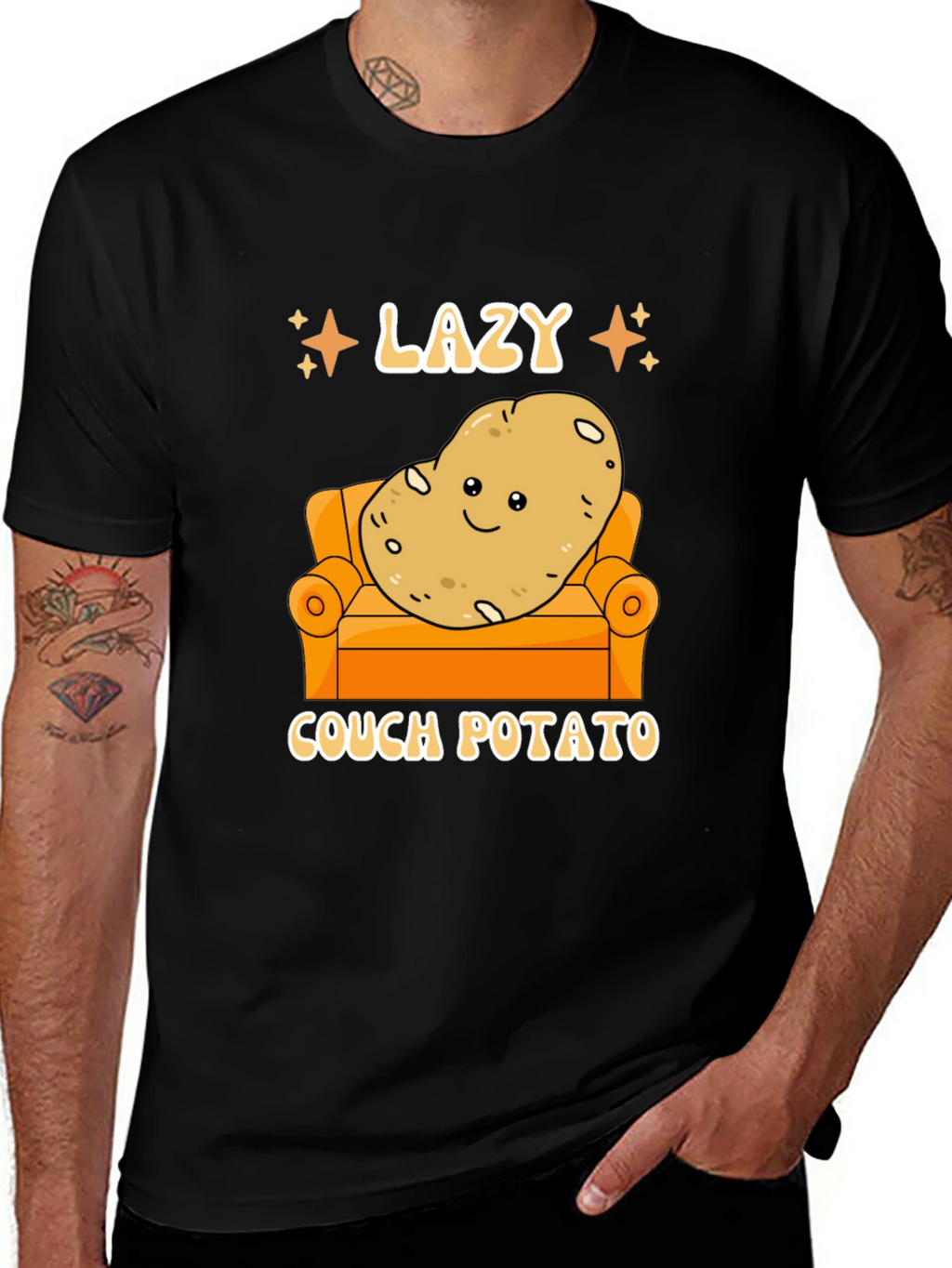 Lazy Couch Potato Graphic T-Shirt Funny Design