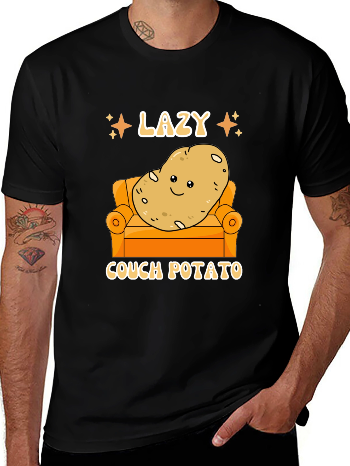 Lazy Couch Potato Graphic T-Shirt Funny Design
