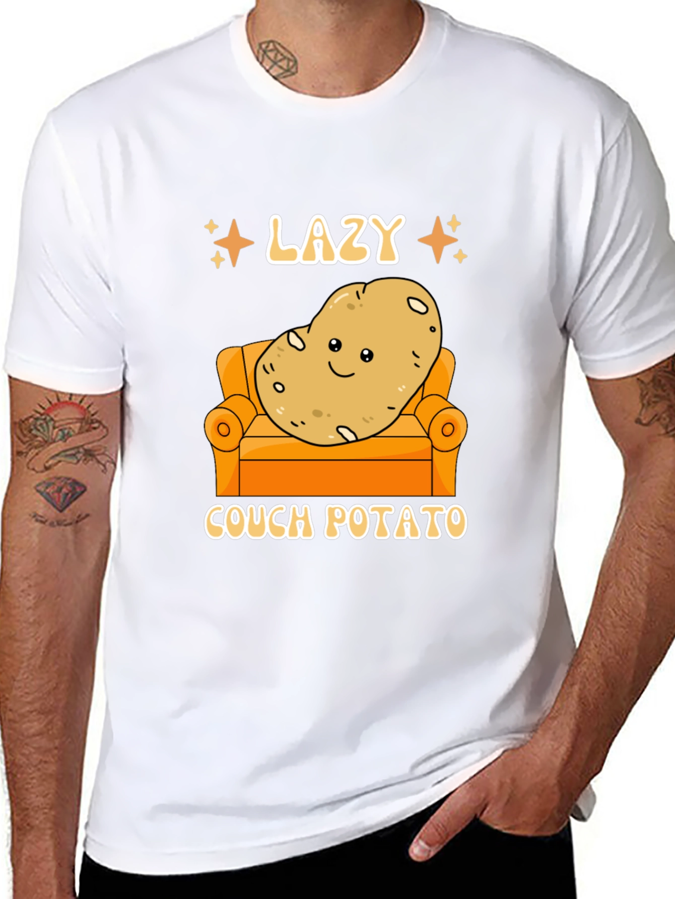 Lazy Couch Potato Graphic T-Shirt Funny Design
