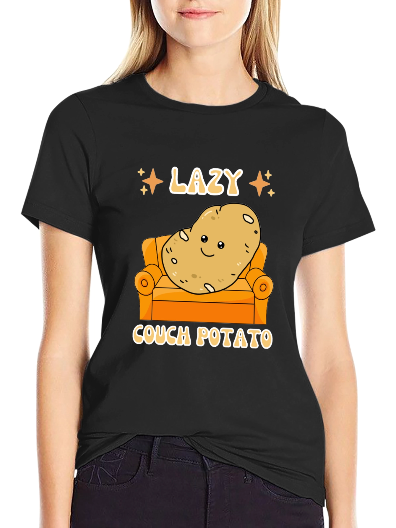 Lazy Couch Potato Graphic T-Shirt Funny Design