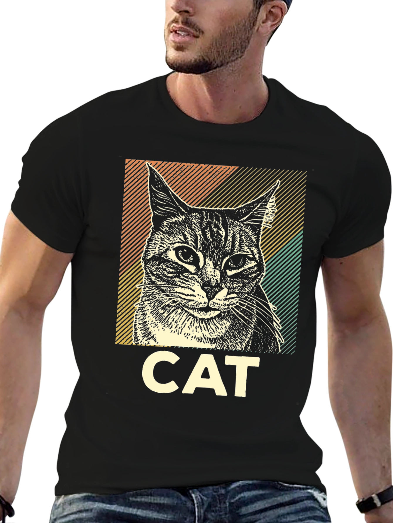 Cool Cat Graphic T-Shirt - Unisex Black Tee
