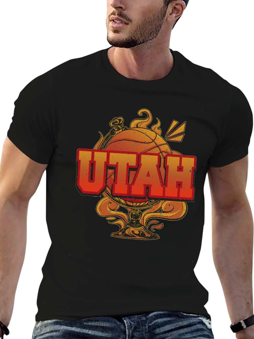 Utah Basketball Graphic T-Shirt - Black