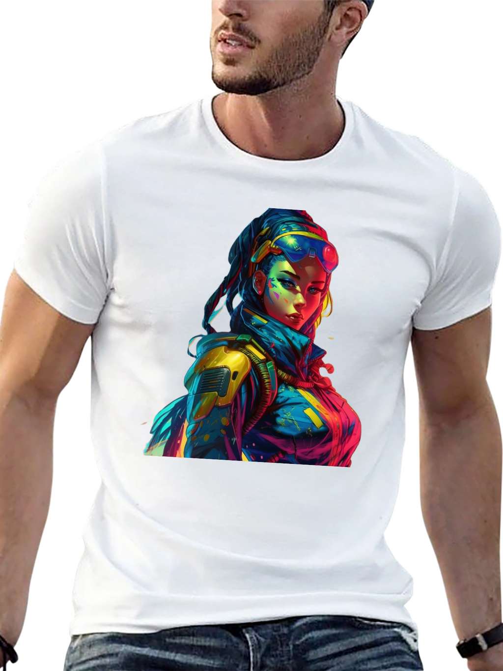 Cyberpunk Style Graphic Print T-Shirt