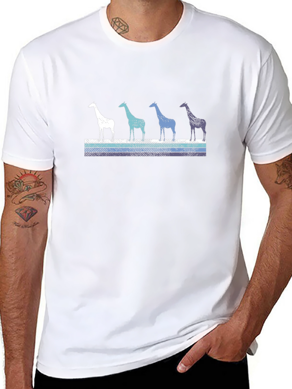 Giraffe Silhouette Graphic Print T-Shirt