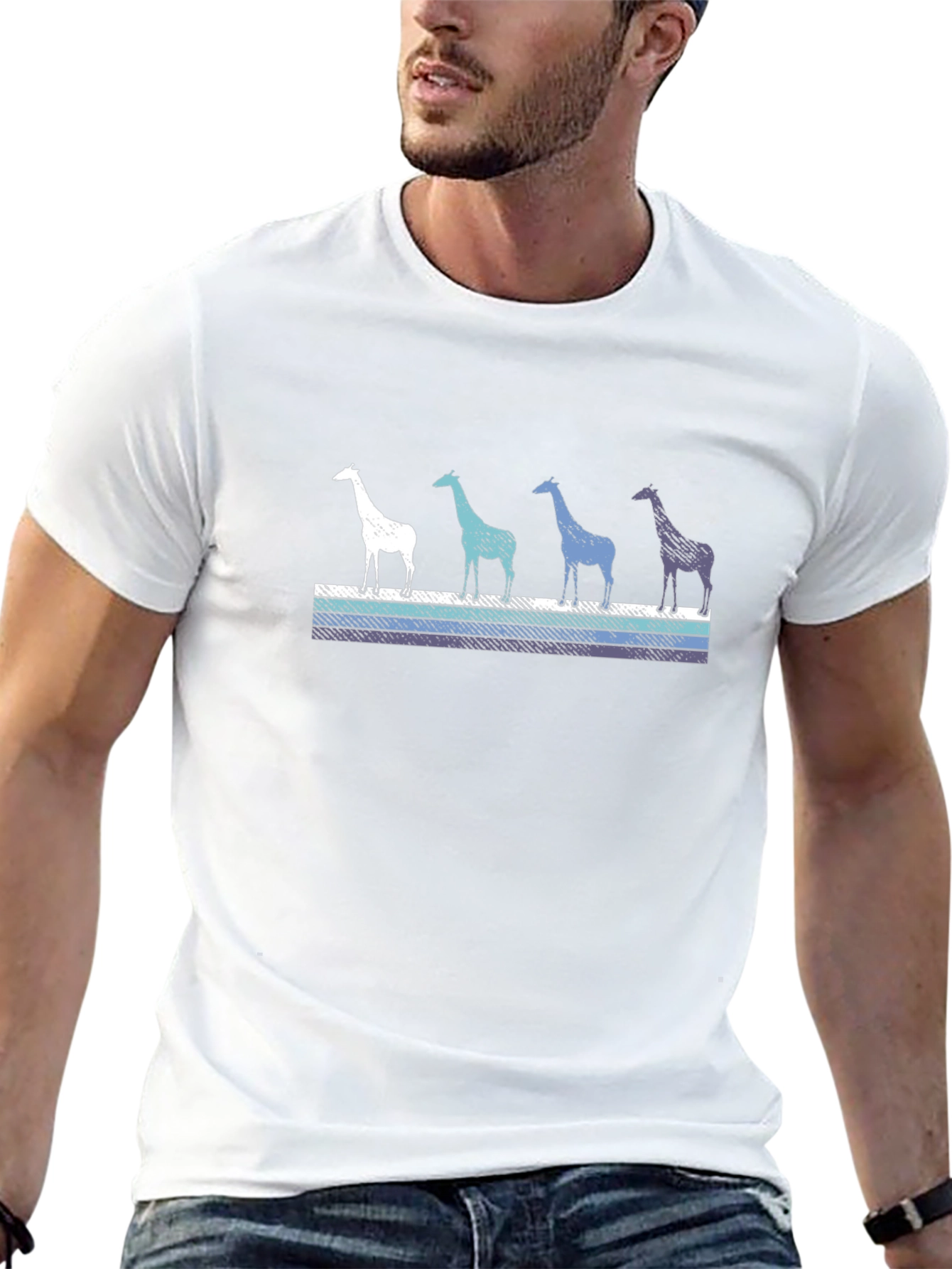 Giraffe Silhouette Graphic Print T-Shirt