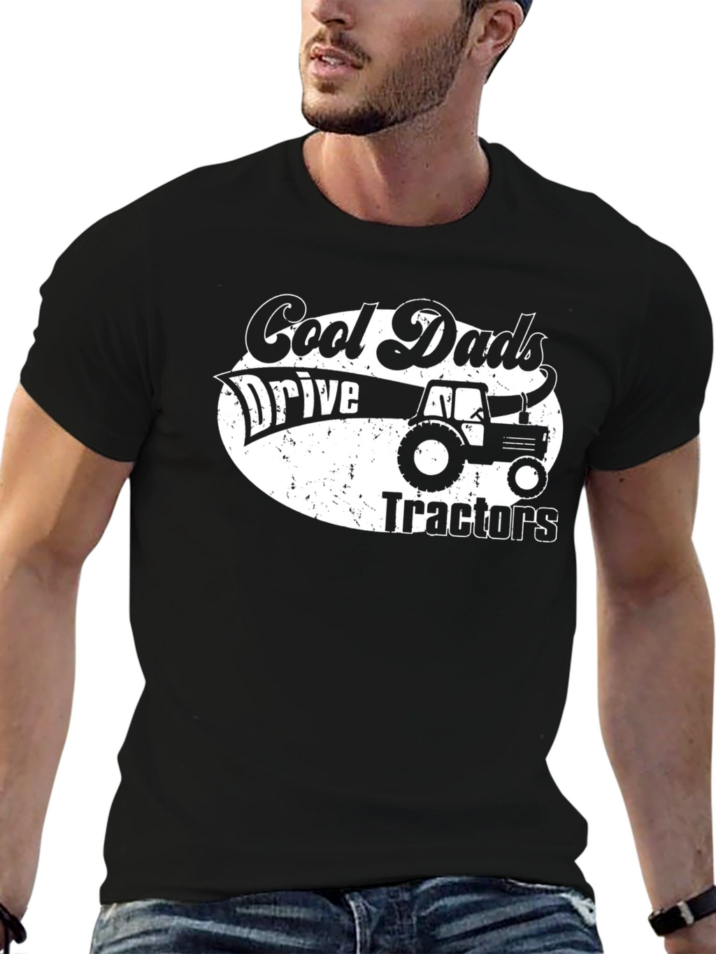 Cool Dads Tractor Graphic T-Shirt - Black