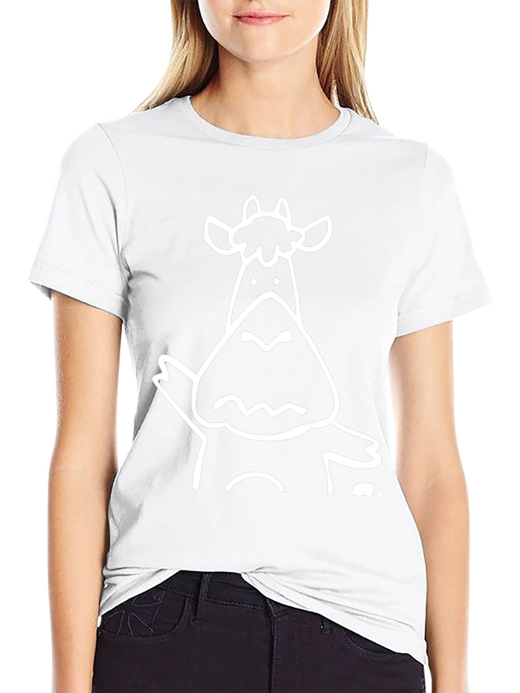 Funny Cartoon Cow Graphic Black T-Shirt