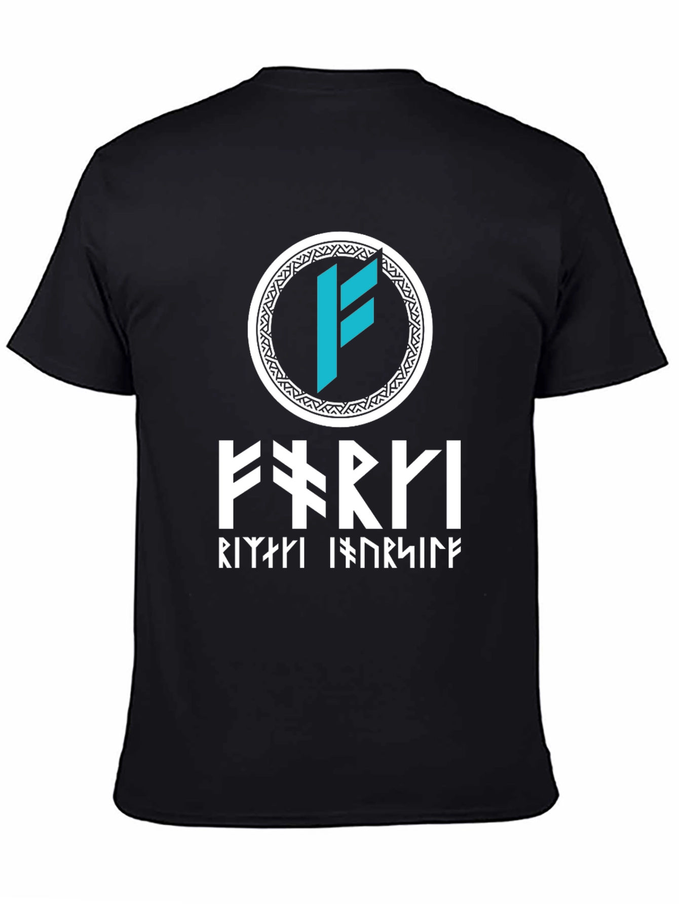 Viking Runes T-Shirt - Black Cotton Norse Design