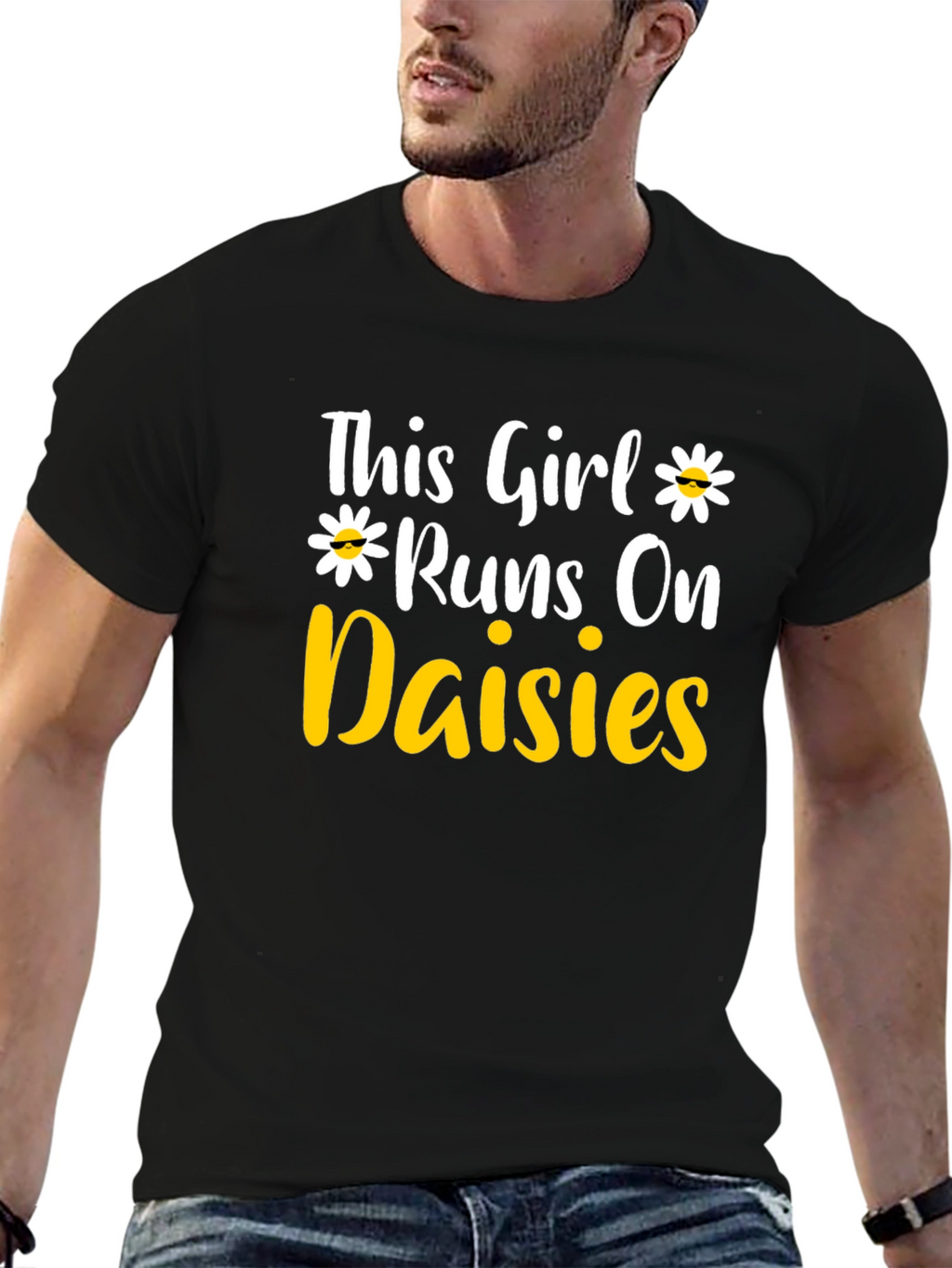 This Girl Runs on Daisies T-Shirt - Black