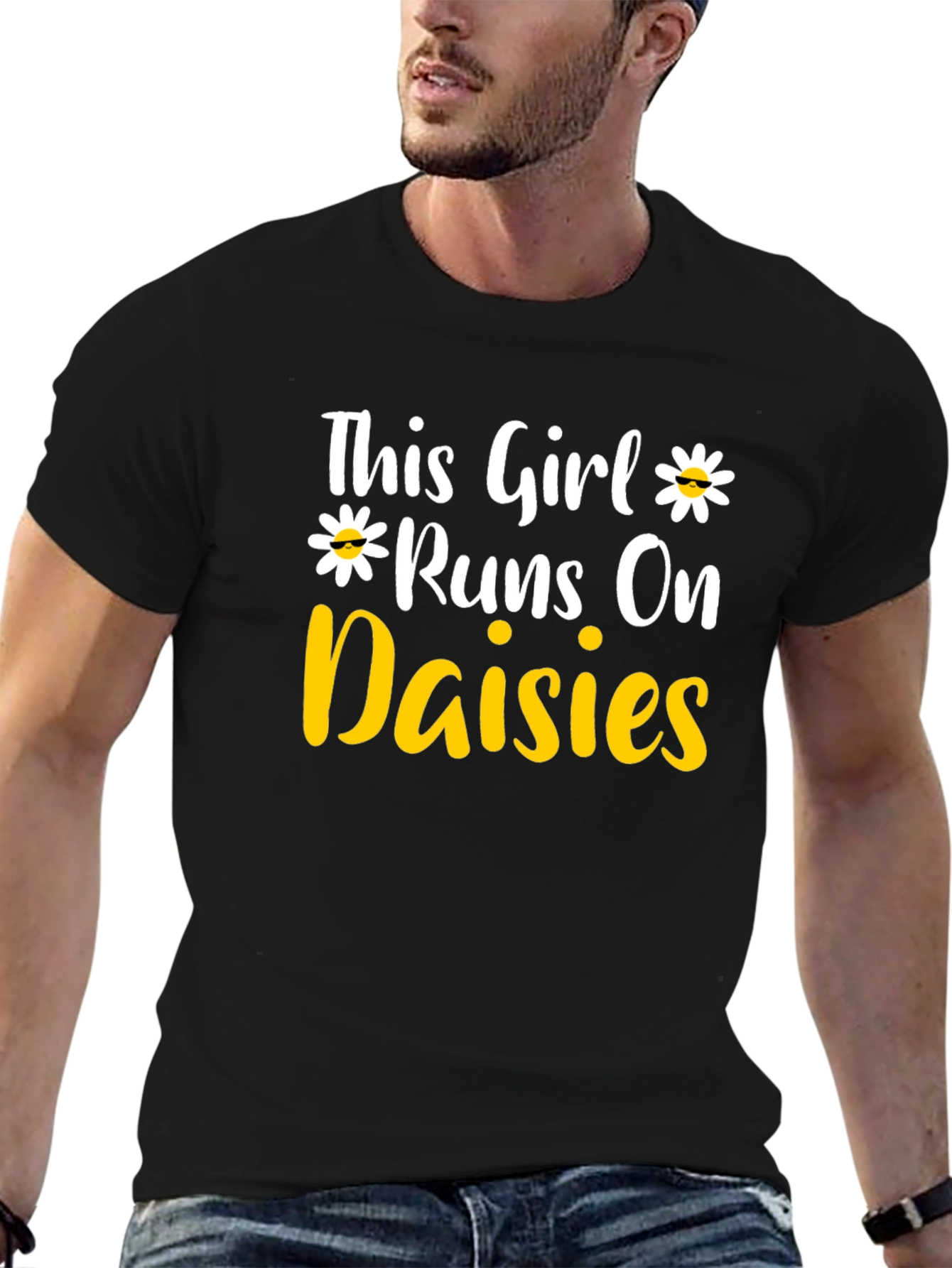 This Girl Runs on Daisies T-Shirt - Black