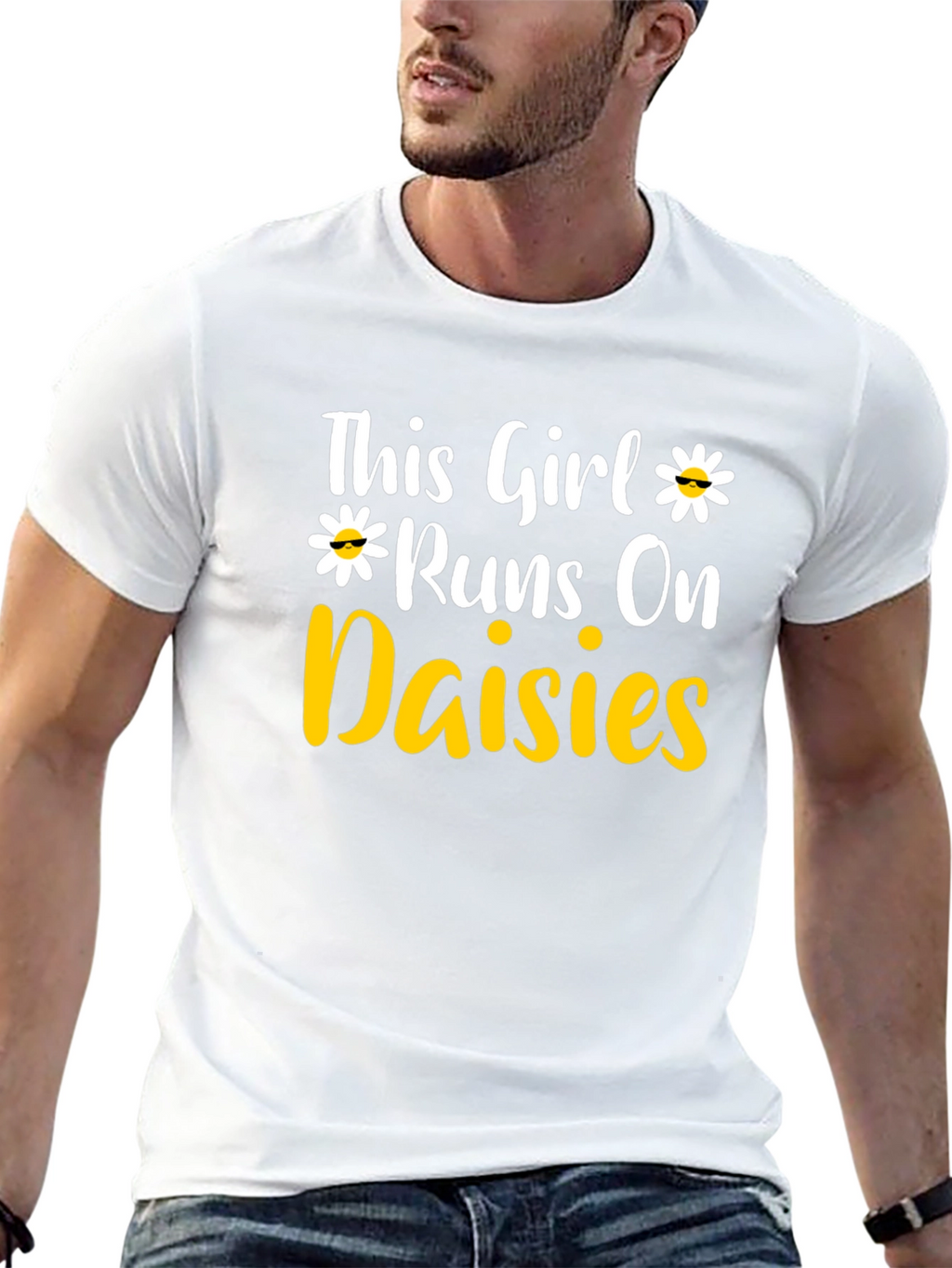 This Girl Runs on Daisies T-Shirt - Black