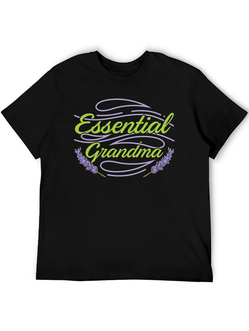 Essential Grandma Black T-Shirt Lavender Design
