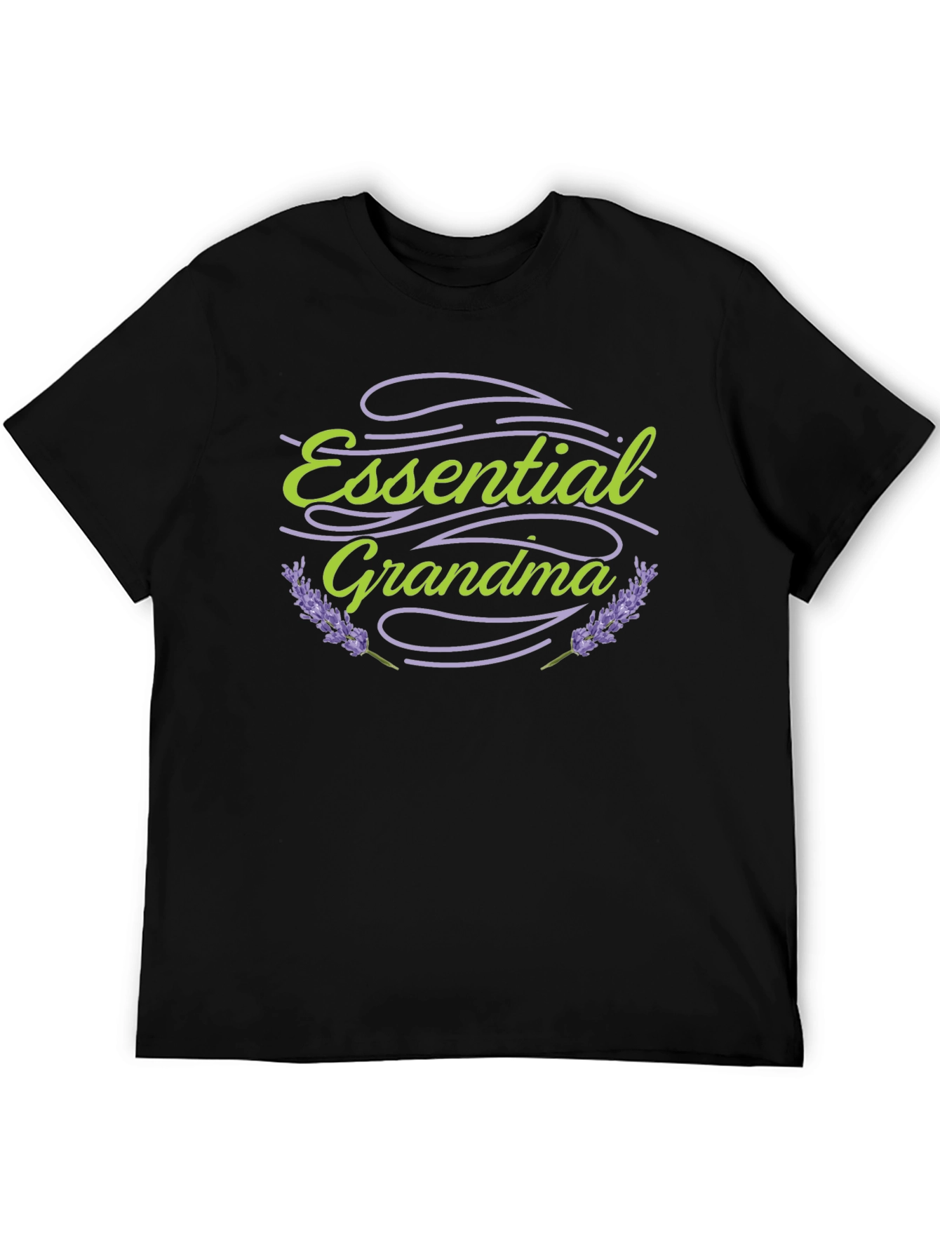 Essential Grandma Black T-Shirt Lavender Design