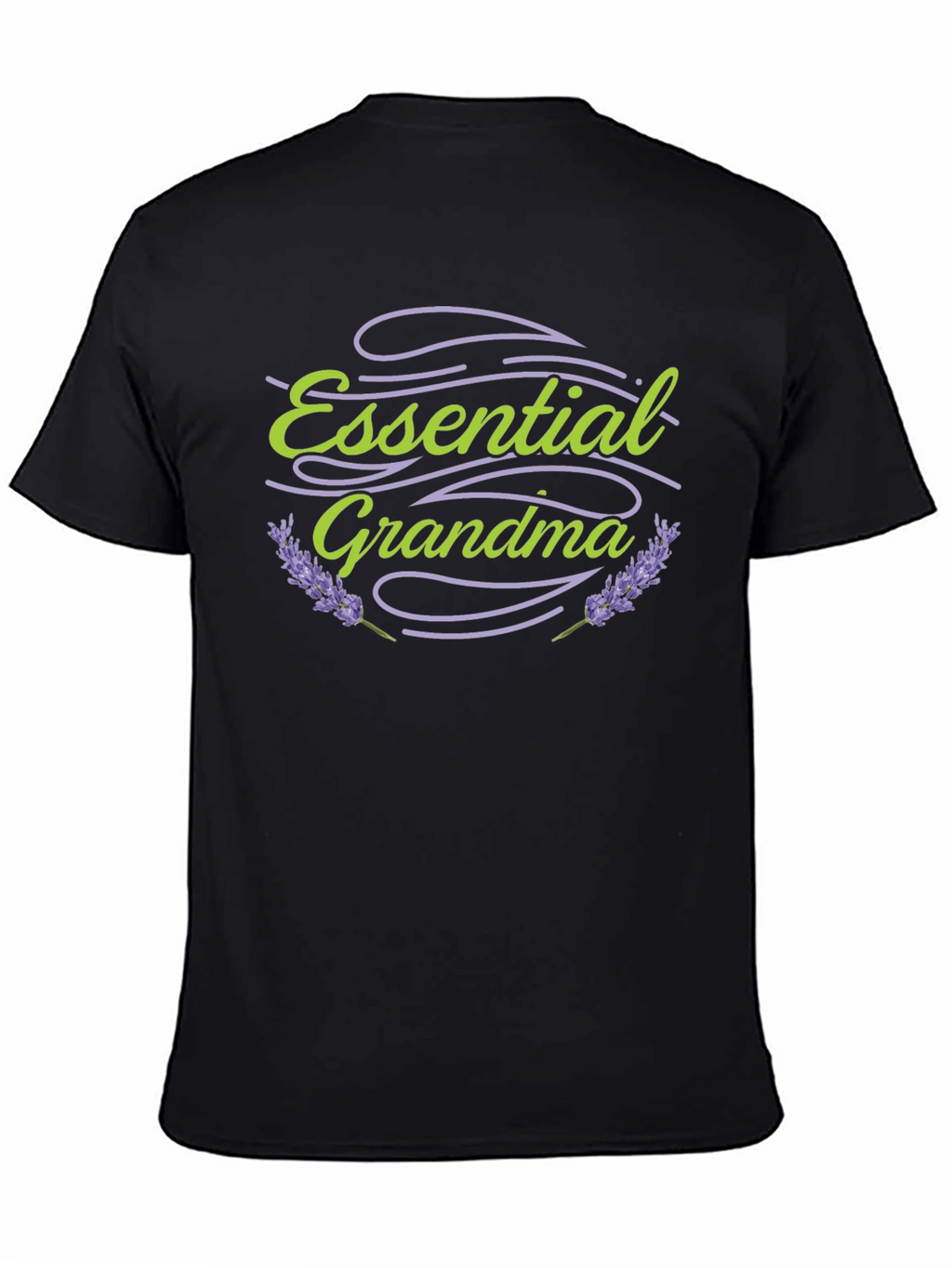 Essential Grandma Black T-Shirt Lavender Design