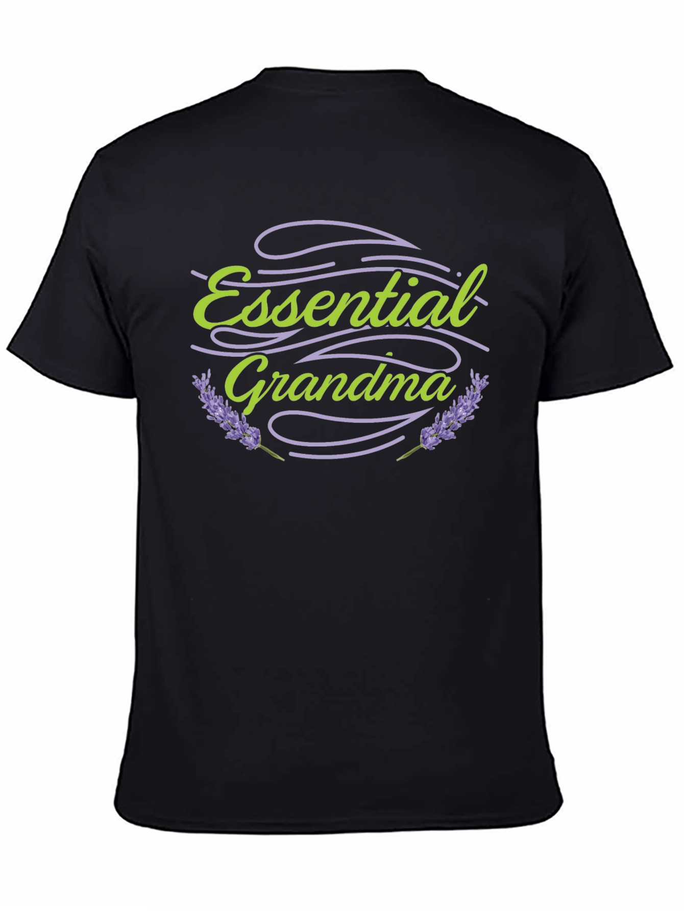 Essential Grandma Black T-Shirt Lavender Design