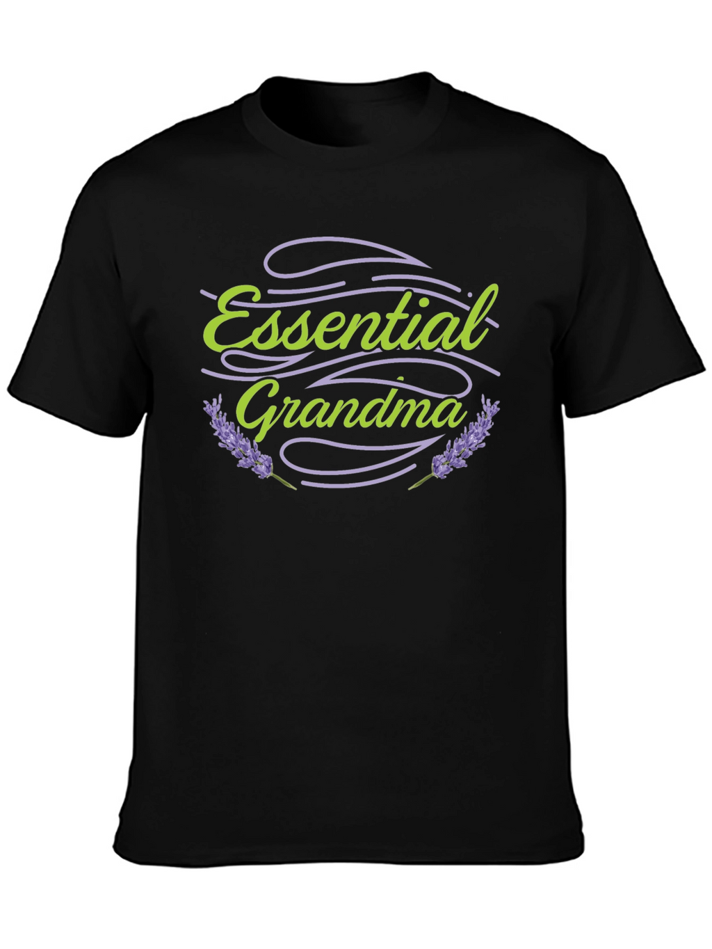 Essential Grandma Black T-Shirt Lavender Design