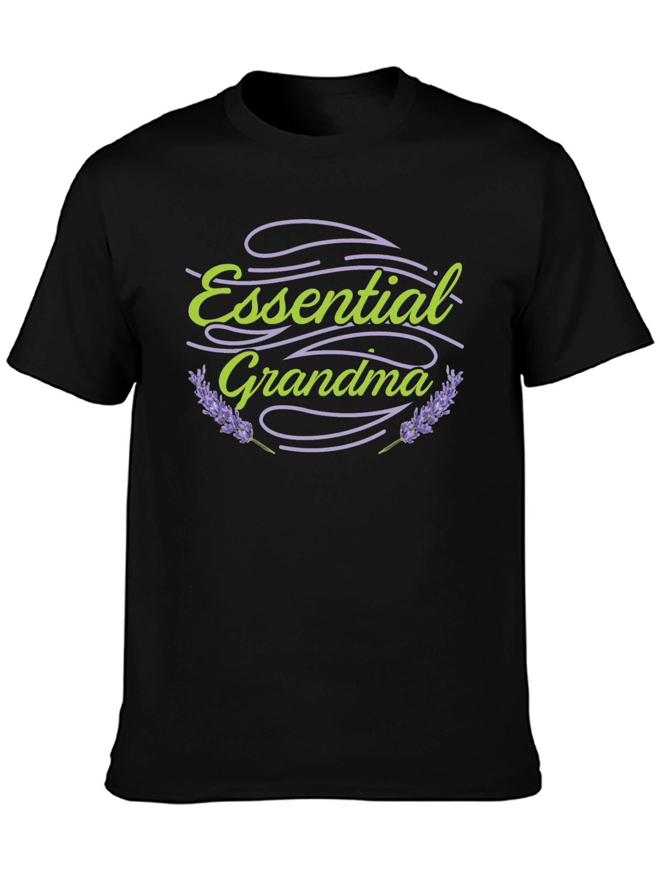 Essential Grandma Black T-Shirt Lavender Design