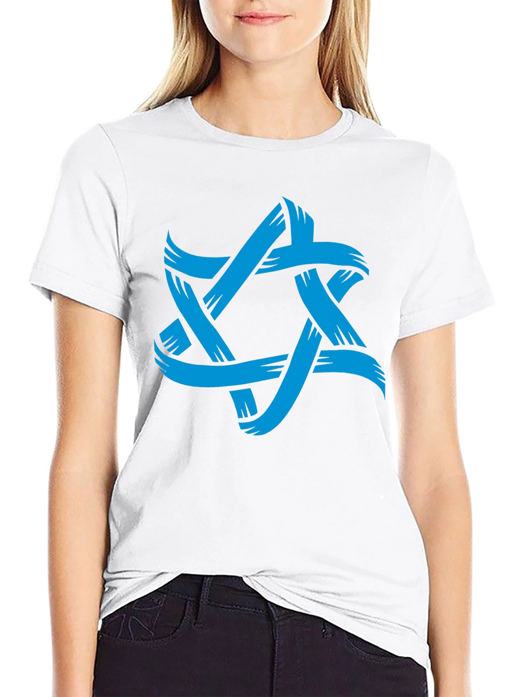 Mens Black T-Shirt with Blue Star Graphic