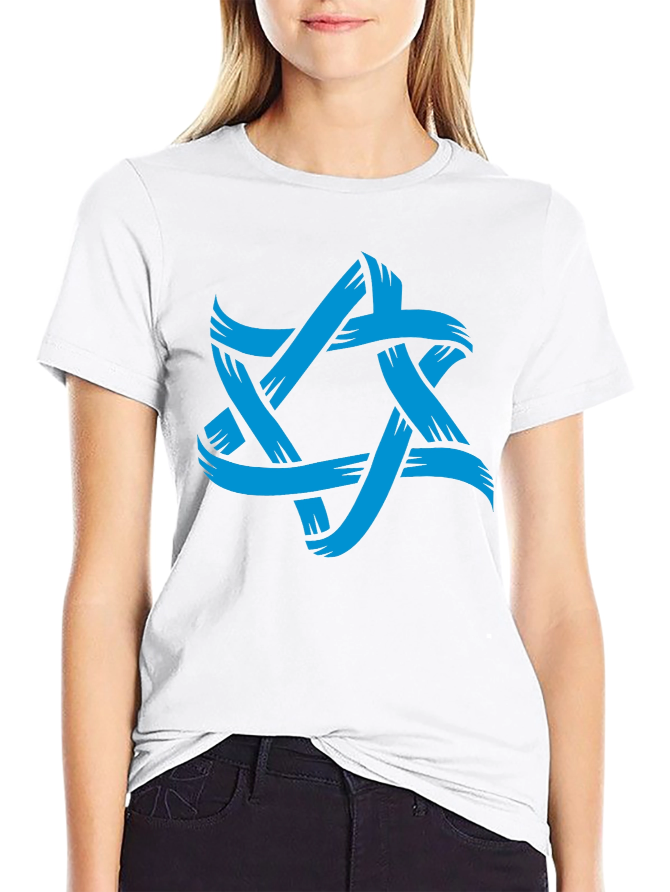 Mens Black T-Shirt with Blue Star Graphic