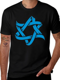 Mens Black T-Shirt with Blue Star Graphic