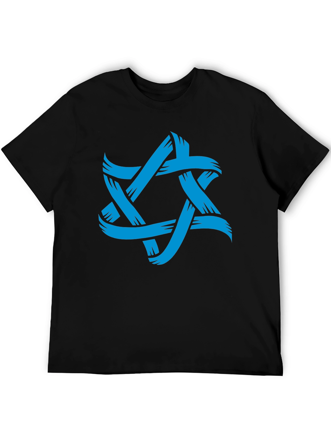 Mens Black T-Shirt with Blue Star Graphic