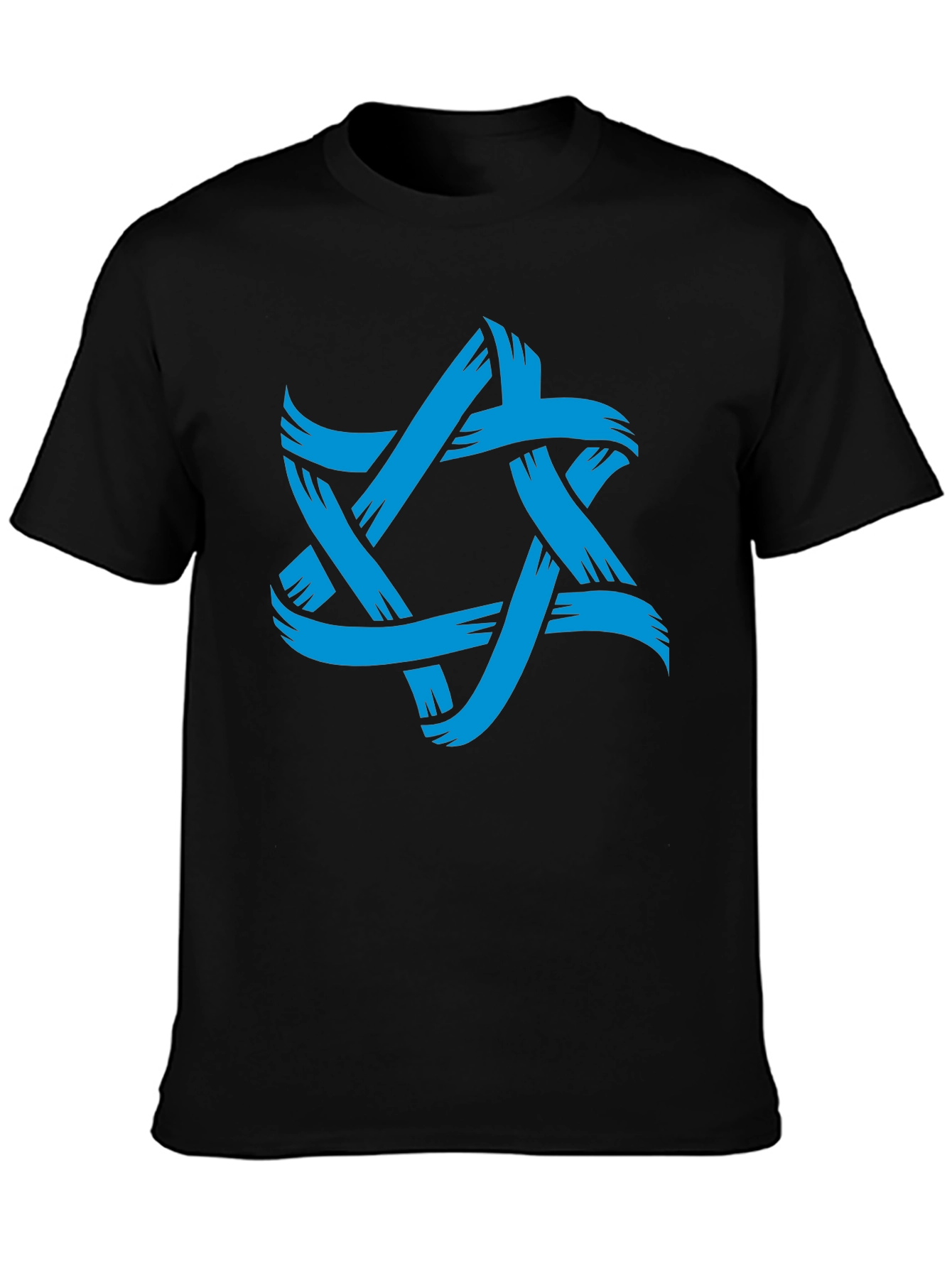 Mens Black T-Shirt with Blue Star Graphic