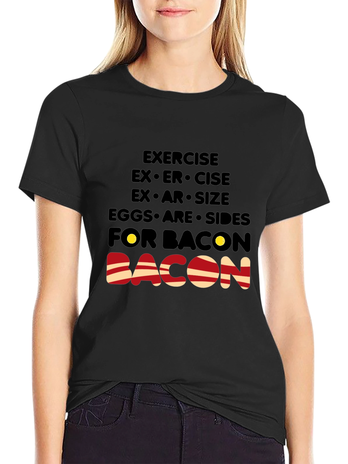 Bacon Lover T-Shirt: Exercise Eggs Bacon Funny Tee