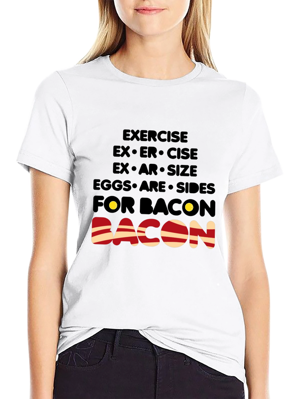 Bacon Lover T-Shirt: Exercise Eggs Bacon Funny Tee