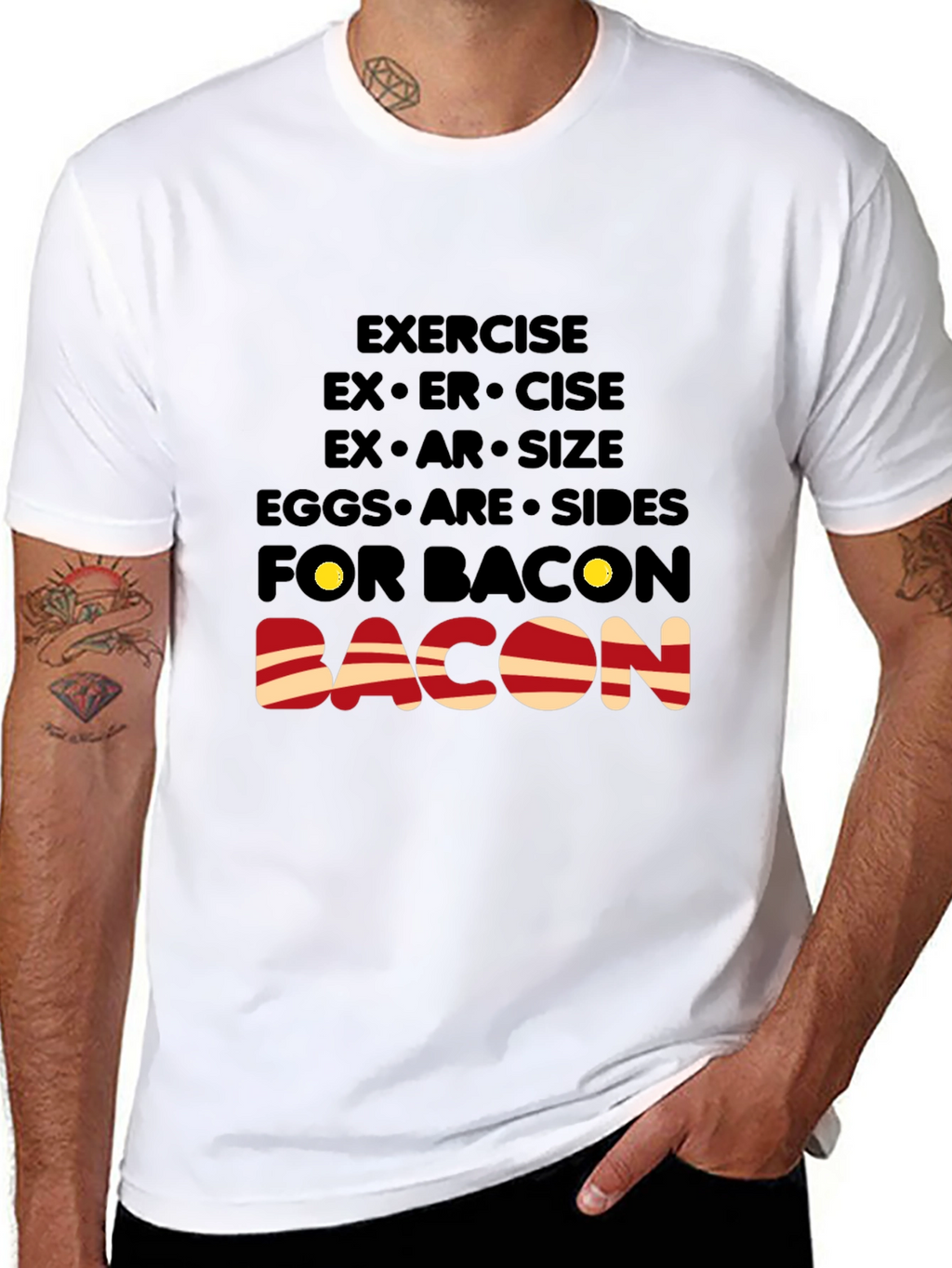 Bacon Lover T-Shirt: Exercise Eggs Bacon Funny Tee