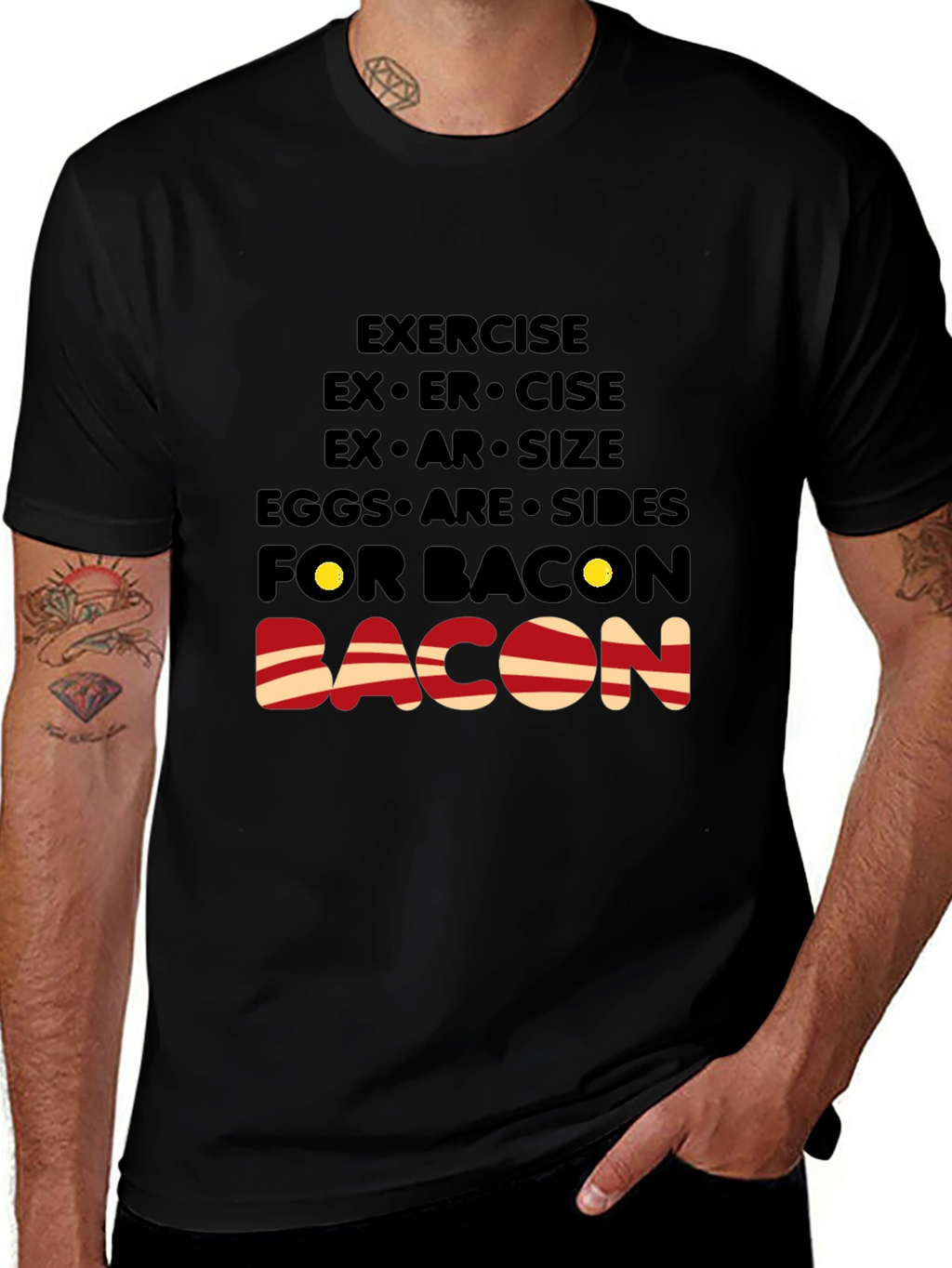 Bacon Lover T-Shirt: Exercise Eggs Bacon Funny Tee
