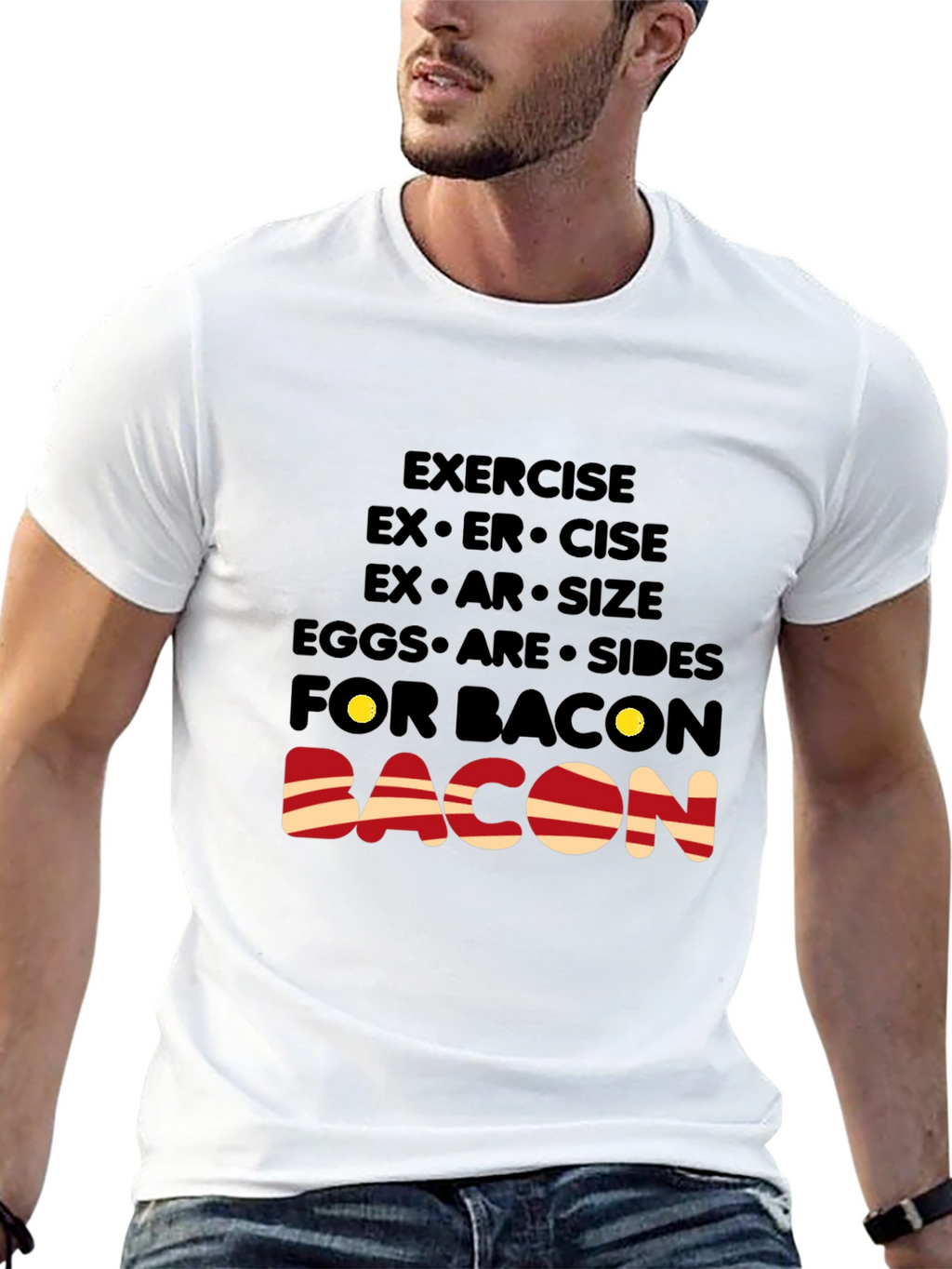 Bacon Lover T-Shirt: Exercise Eggs Bacon Funny Tee