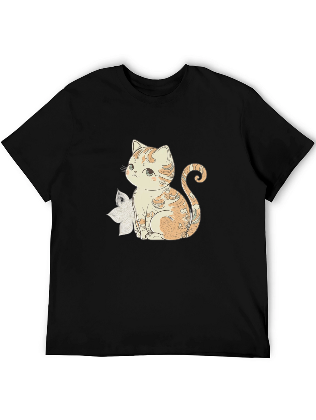 Cute Cat Graphic Black T-Shirt