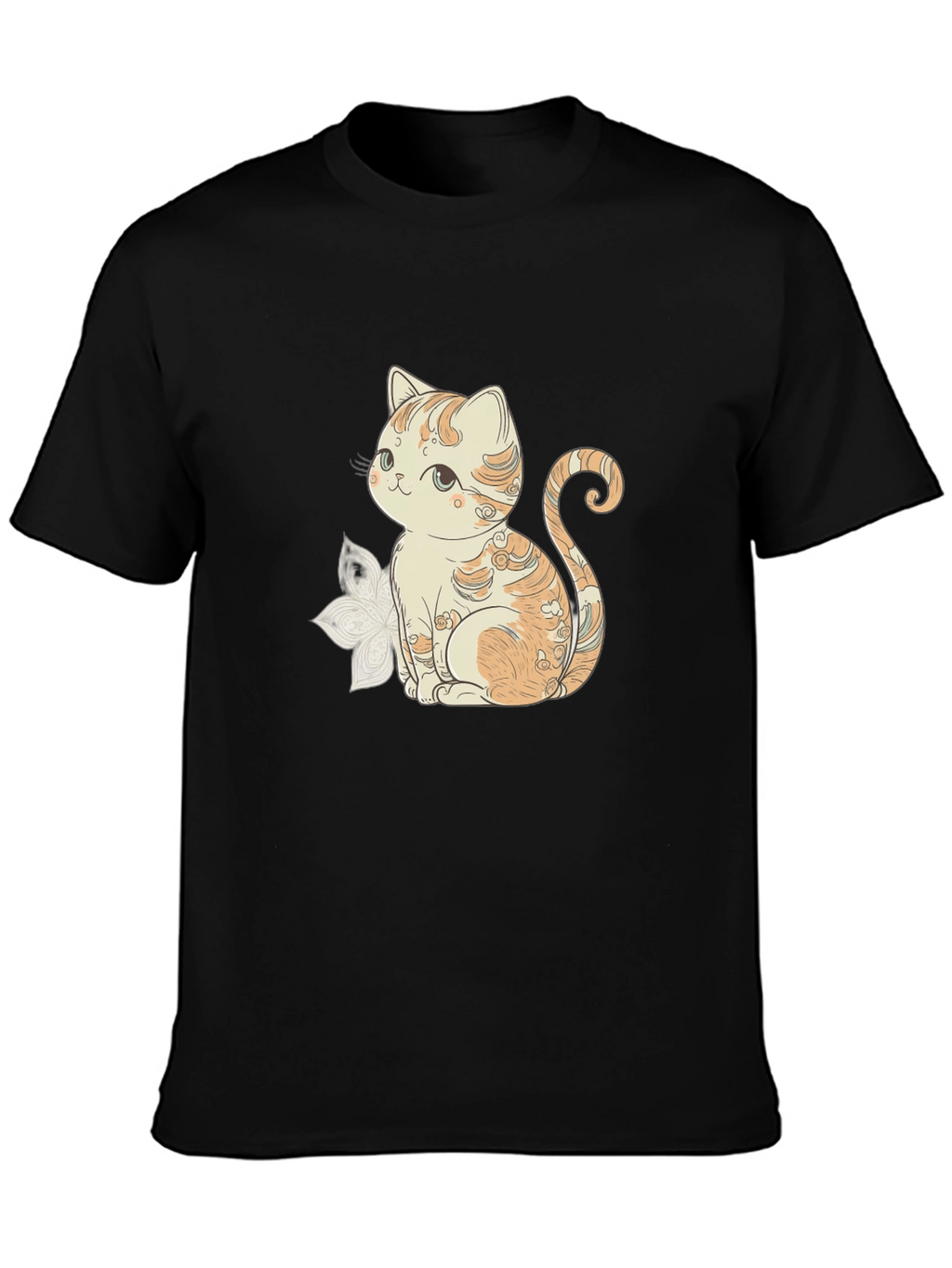 Cute Cat Graphic Black T-Shirt
