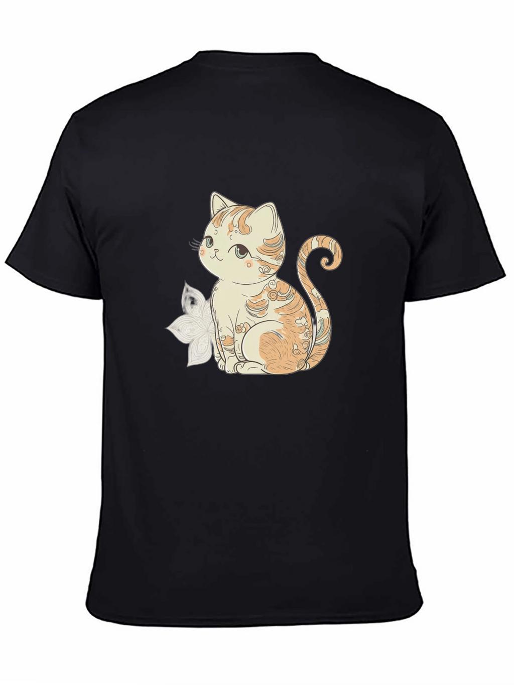 Cute Cat Graphic Black T-Shirt