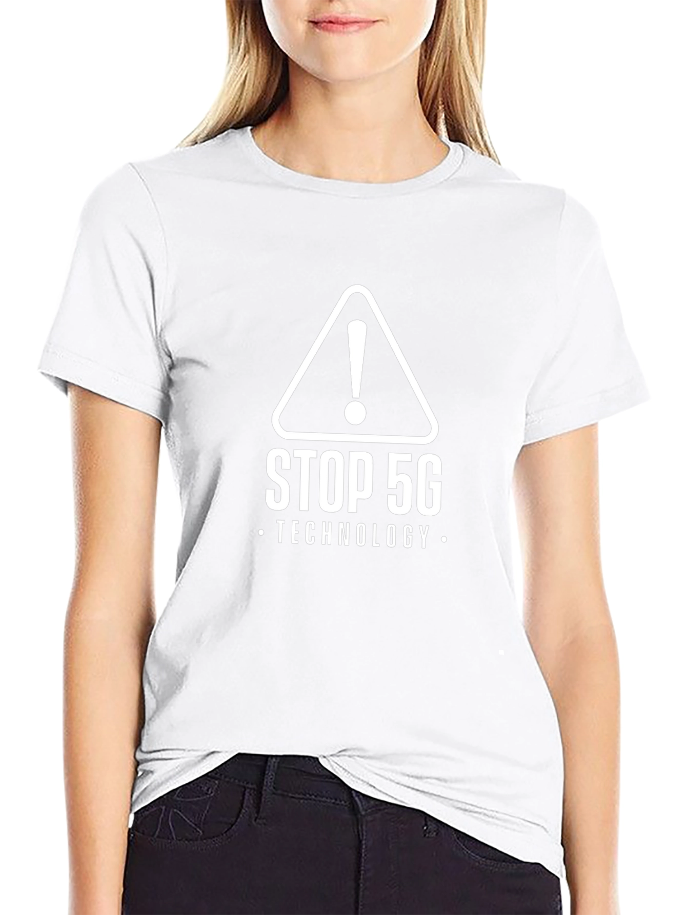 Stop 5G Technology T-Shirt - Black Crew Neck