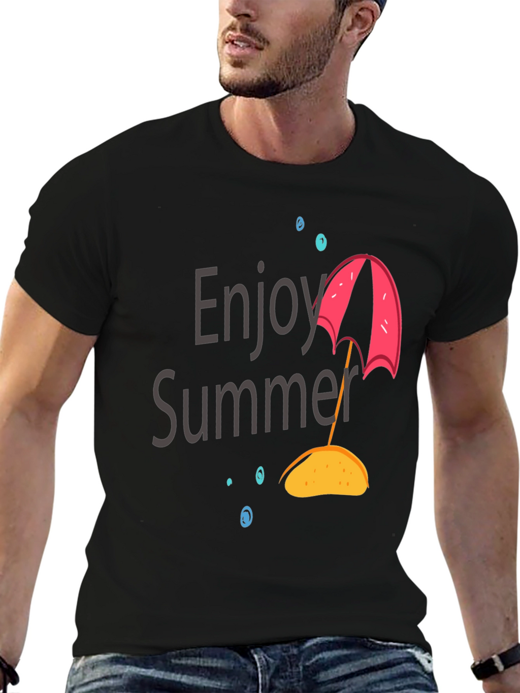 Enjoy Summer Graphic T-Shirt - Black Cotton Tee