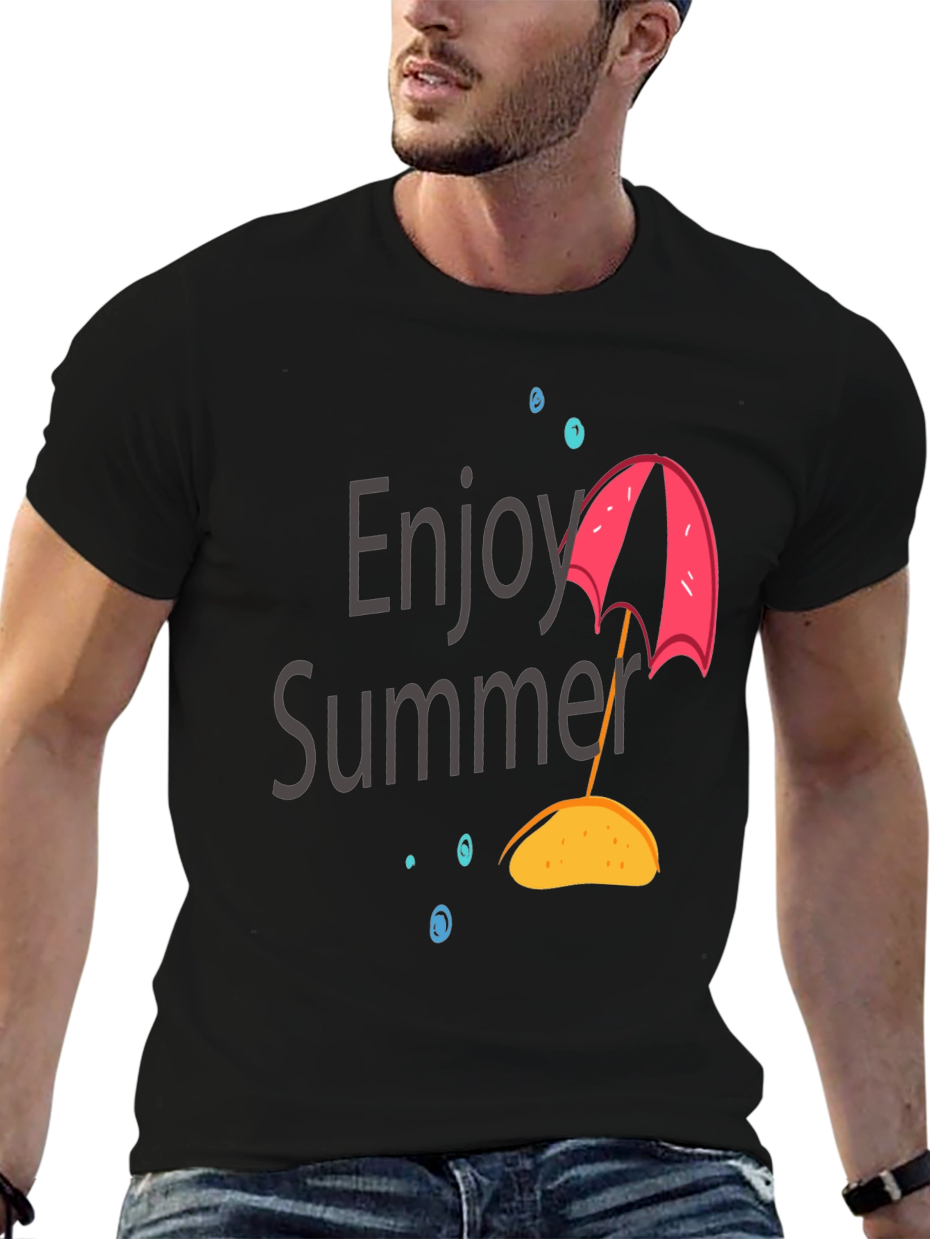 Enjoy Summer Graphic T-Shirt - Black Cotton Tee