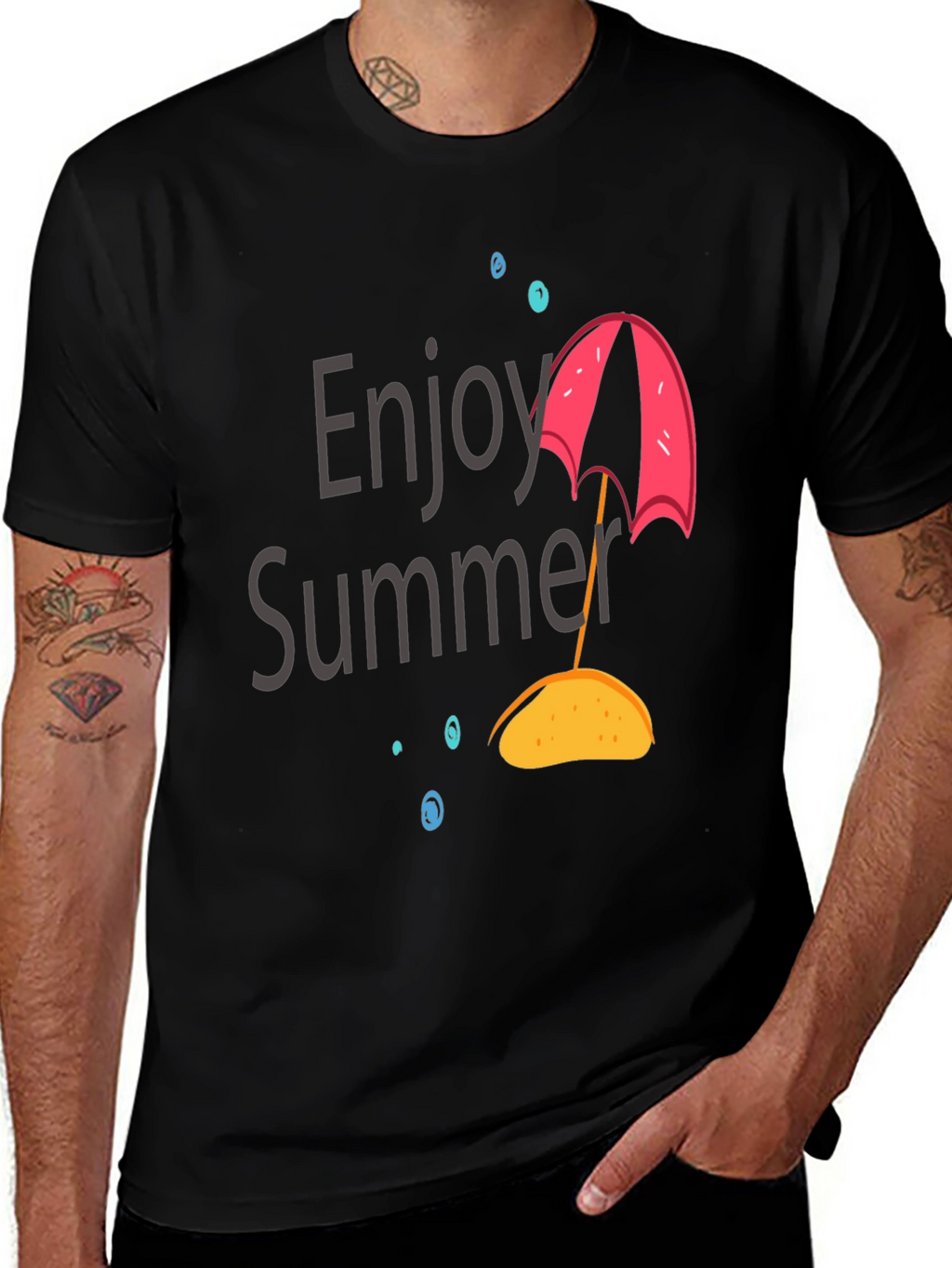 Enjoy Summer Graphic T-Shirt - Black Cotton Tee