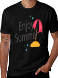 Enjoy Summer Graphic T-Shirt - Black Cotton Tee